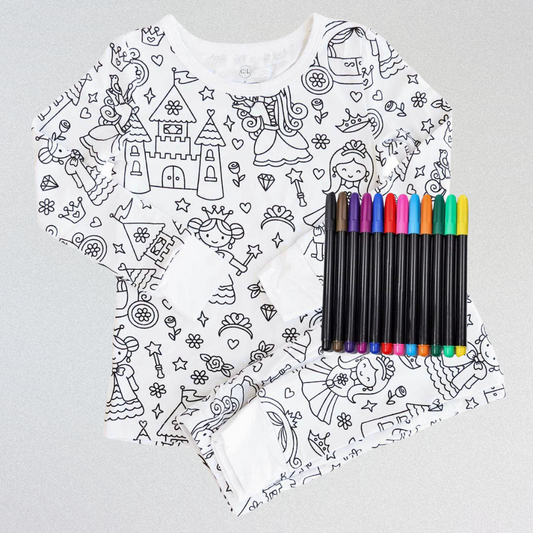 Colorable Princess Pajama Set